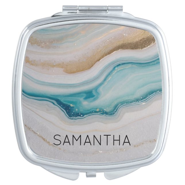 Agate Seascape Compact Mirror (Front)