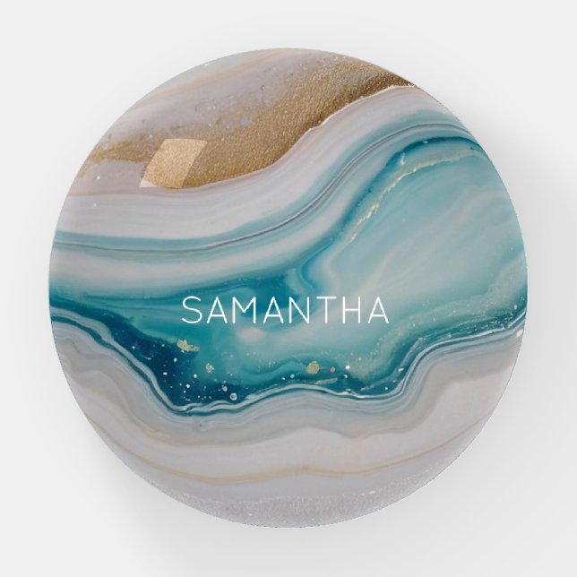 Agate Seascape Paperweight (Front)