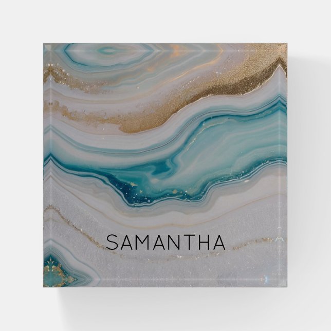 Agate Seascape Paperweight (Front)