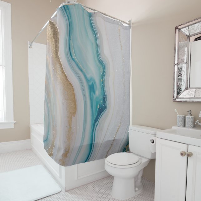 Agate Seascape Shower Curtain (In Situ)