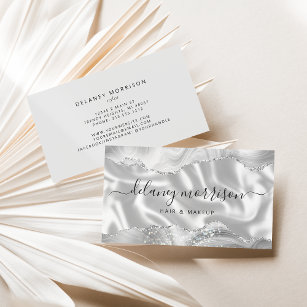 Agate Silk Gray White Luxury Business Card