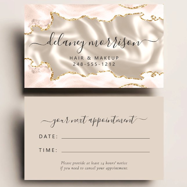 Agate Silk Ivory Luxury Stylist Appointment Business Card (Creator Uploaded)