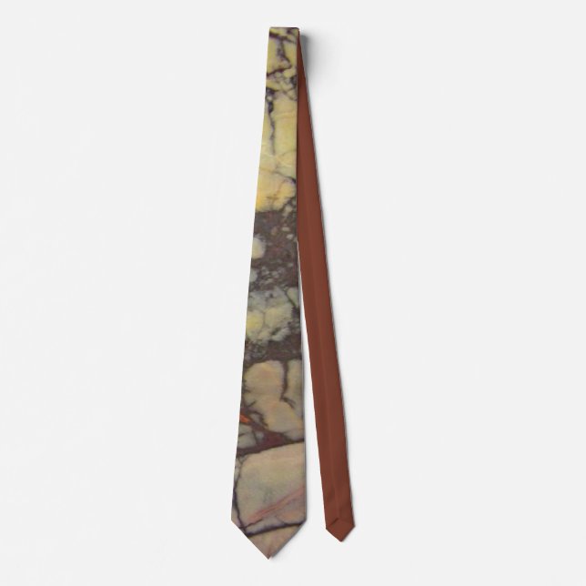 Agate Slab Close-up Photo Yellow and Red Marbled Neck Tie (Front)