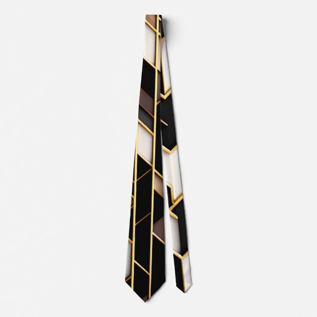 Agate slice grid rectangles Isometric Pattern Neck Tie (Front)