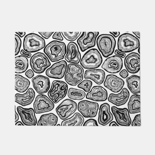 Agate slices in black and white doormat