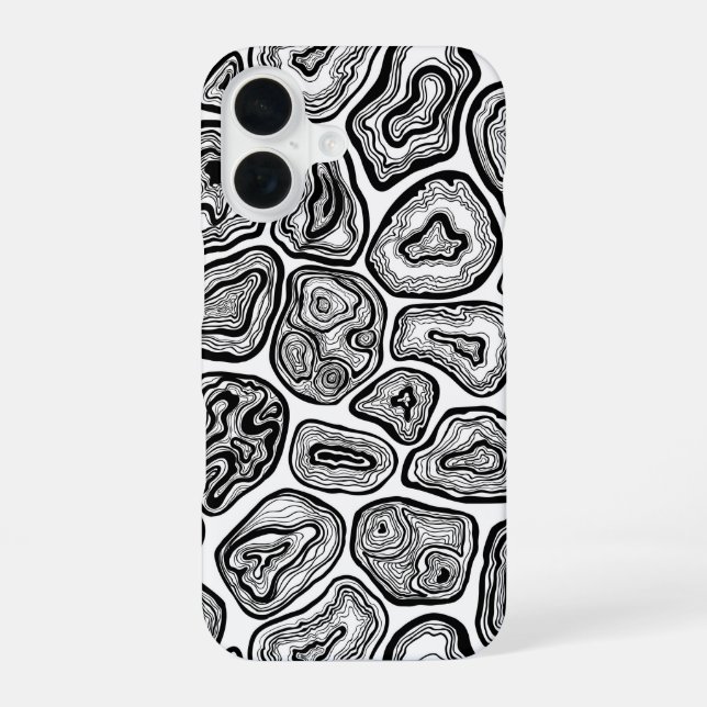 Agate slices in black and white iPhone case (Back)