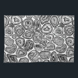 Agate slices in black and white kitchen towel<br><div class="desc">Hand drawn agate slices in black and white</div>