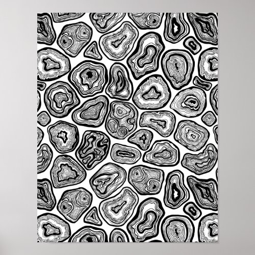 Agate slices in black and white poster