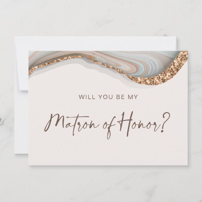 Agate Stone Marble Matron of Honor Card (Front)