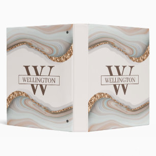 Agate Stone Marble Monogram Name 3 Ring Binder