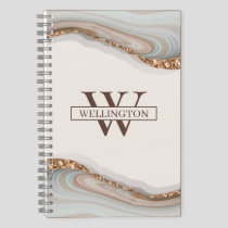Agate Stone Marble Monogram Name Notebook