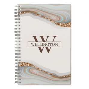 Agate Stone Marble Monogram Name Notebook
