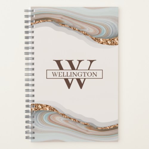 Agate Stone Marble Monogram Name Notebook
