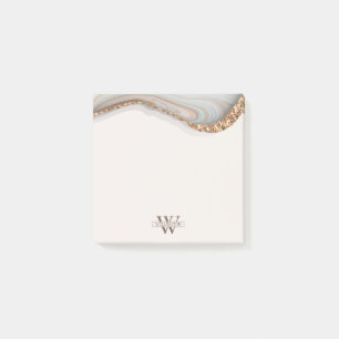 Agate Stone Marble Monogram Name Post-it Notes