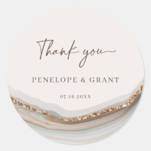 Agate Stone Marble Thank you Classic Round Sticker