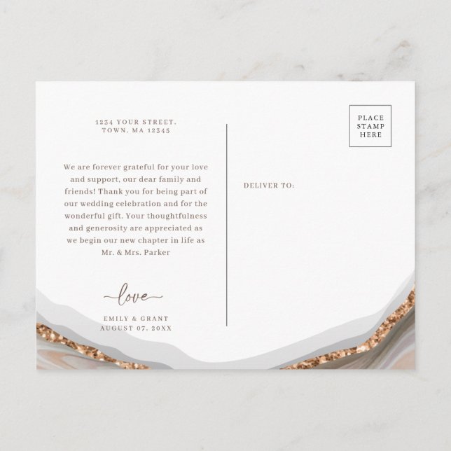 Agate Stone Marble Thank You postcard (Back)