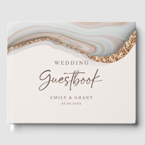 Agate Stone Marble Wedding Guestbook