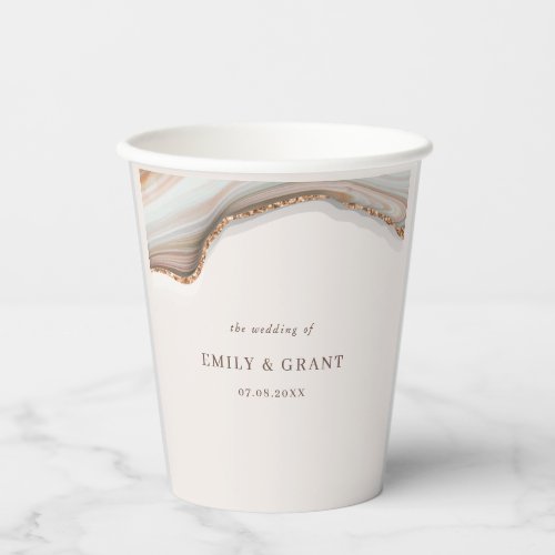 agate stone marble wedding  paper cups
