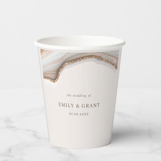 agate stone marble wedding  paper cups (Front)