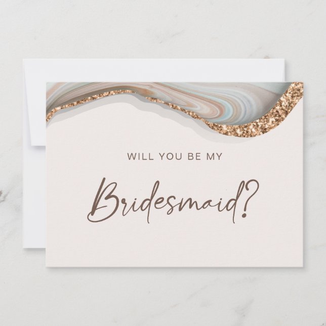 Agate Stone Marble Will You Be My Bridesmaid Card (Front)
