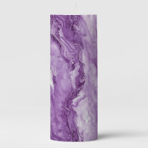 Agate Stone Purple Marble Pillar Candle