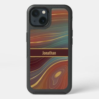 Agate Strata Look - Burgundy Rust and Dusty Aqua