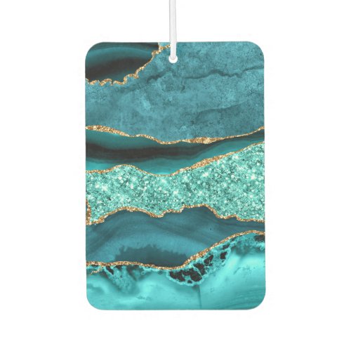 Agate Teal Blue Gold Glitter Marble Aqua Turquoise Air Freshener