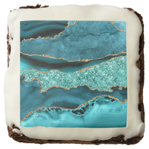 Agate Teal Blue Gold Glitter Marble Aqua Turquoise Brownie