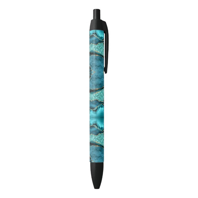 Agate Teal Blue Gold Glitter Marble Aqua Turquoise Pen (Bottom (Vertical))
