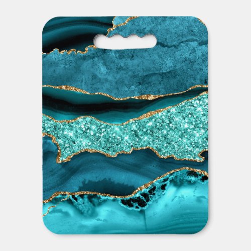 Agate Teal Blue Gold Glitter Marble Aqua Turquoise Seat Cushion