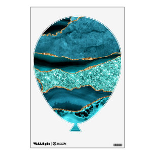 Agate Teal Blue Gold Glitter Marble Aqua Turquoise Wall Decal
