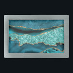 Agate Teal Blue Gold Marble Turquoise Belt Buckle<br><div class="desc">Belt Buckle with Agate Teal Blue Gold Glitter Marble Aqua Turquoise Geode Customizable Gift - or Add Your Name / Text - Make Your Special Belt Buckle Gift ! Resize and move or remove / add text / elements with Customization tool ! Design by MIGNED ! Please see my other...</div>