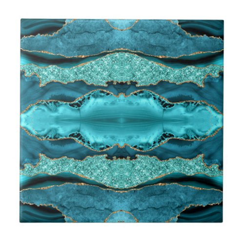 Agate Teal Blue Marble Aqua Turquoise Ceramic Tile