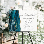 Agate Teal Gold Script Bridal Shower Welcome Foam Board<br><div class="desc">This elegant modern bridal shower welcome sign features a teal blue watercolor agate design trimmed with faux gold glitter. Easily customize the charcoal gray text,  with the words "welcome to" and "Bridal Shower" in handwriting calligraphy and the name of the bride-to-be in copperplate font.</div>