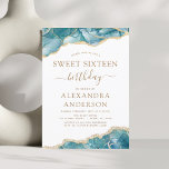 Agate Turquoise Sweet 16 Teal Gold Invitation<br><div class="desc">Agate Geode Turquoise Teal Blue and Gold Foil Birthday Party Invitations - includes modern beautiful and elegant script for the special Sweet Sixteen (16th) Birthday Celebration.</div>