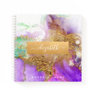 Agate watercolor gold purple aqua chic glam square
