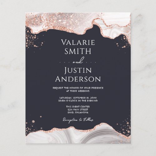 Agate White Rose Gold Budget Wedding Flyer