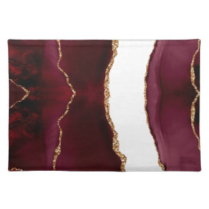 Agate wine list and gold cloth placemat