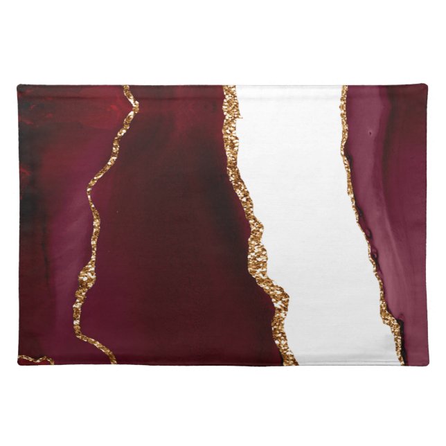Agate wine list and gold cloth placemat (Front)