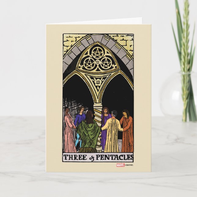 Agatha | Three of Pentacles Tarot Graphic Card (Front)