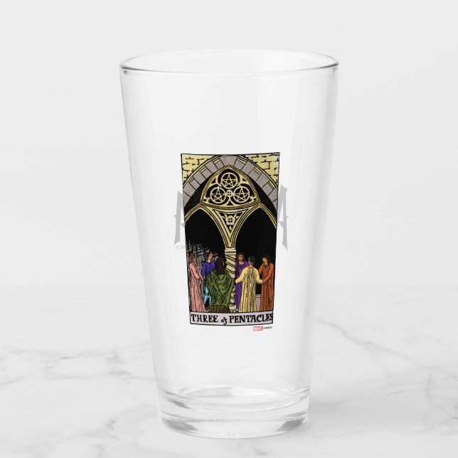 Agatha | Three of Pentacles Tarot Graphic Glass (Front)