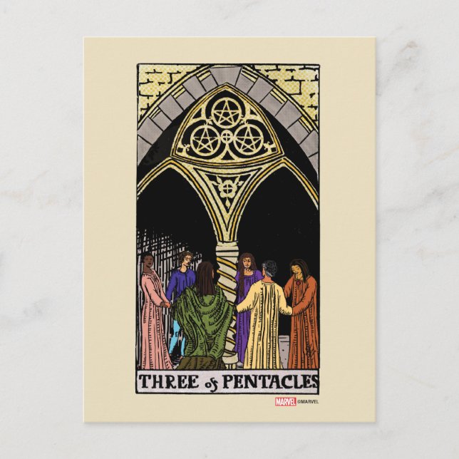 Agatha | Three of Pentacles Tarot Graphic Postcard (Front)