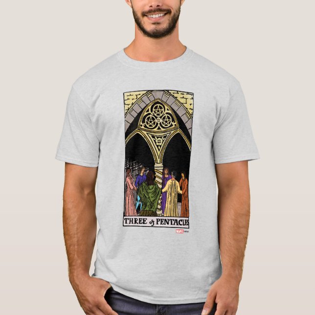 Agatha | Three of Pentacles Tarot Graphic T-Shirt (Front)