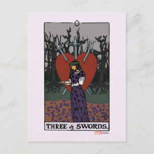Agatha Three of Swords Tarot Graphic Postcard