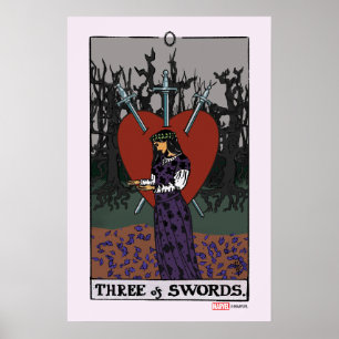Agatha Three of Swords Tarot Graphic Poster