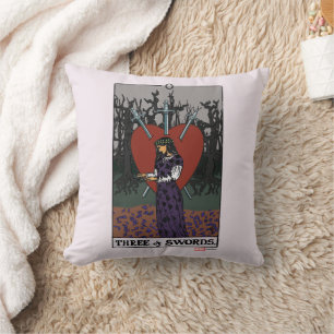 Agatha   Three of Swords Tarot Graphic Throw Pillow