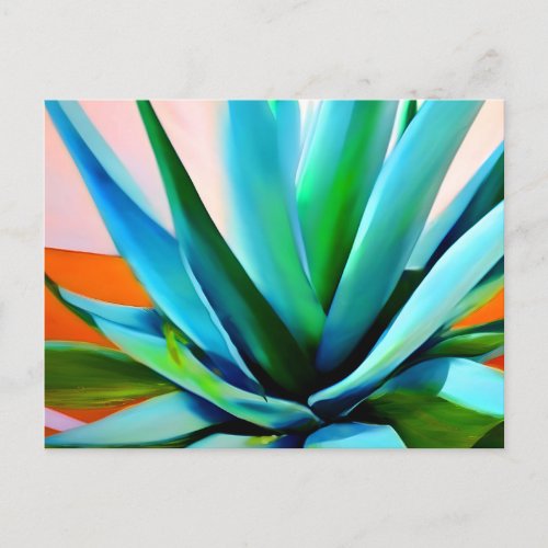 Agave blue and green plant postcard