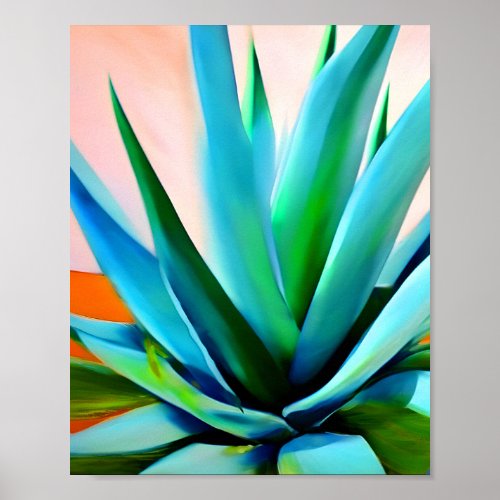 Agave blue and green plant  poster