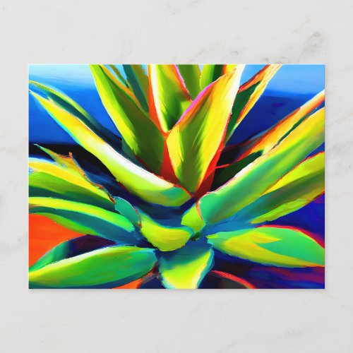 Agave green and yellow plant postcard