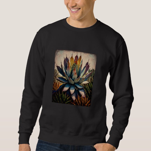 Agave Plant Collectors Agave Mexican Folk Painting Sweatshirt (Front)
